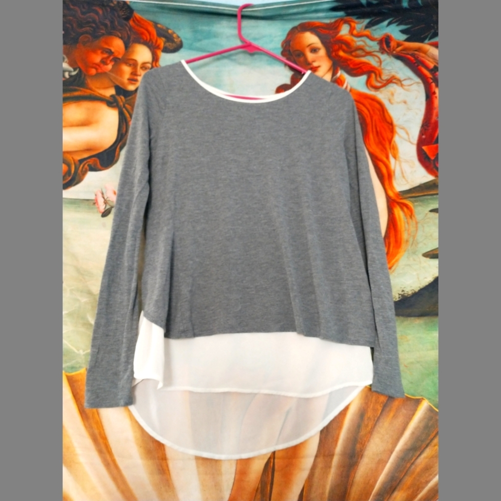 ASYMMETRICAL GREY WHITE SHIRT